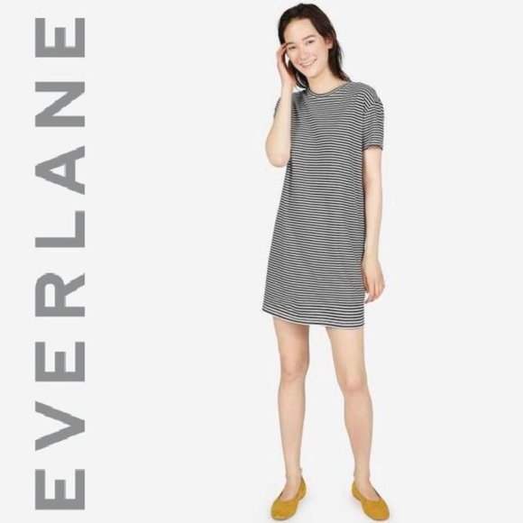Everlane Dresses & Skirts - Everlane Linen Black & White Striped T Shirt Dress Small